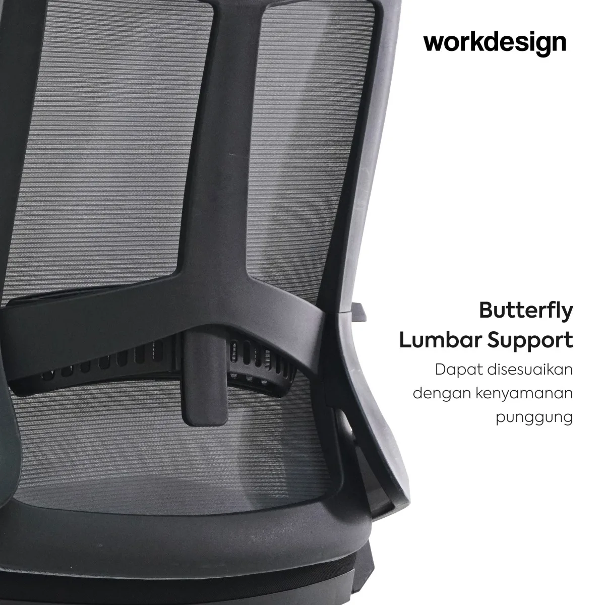 WORKDESIGN - AHSOKA EC PR KURSI KANTOR / KURSI KERJA ERGONOMIS DENGAN LUMBAR SUPPORT warna DARK GREY - BLACK - WORKDESIGN - foto 6