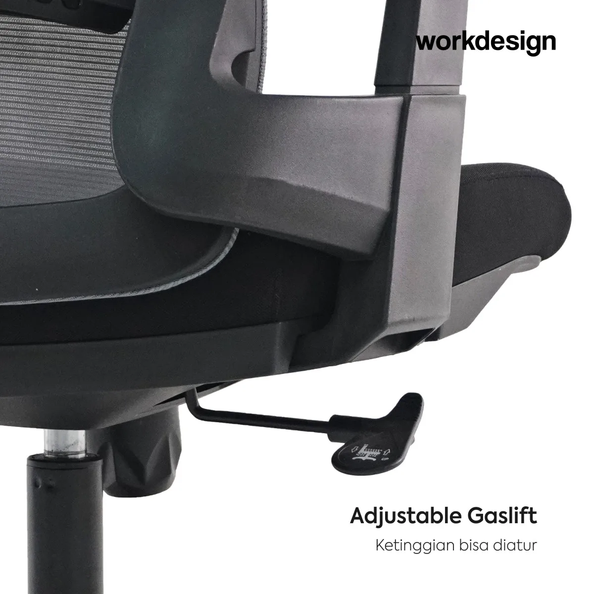 WORKDESIGN - AHSOKA EC PR KURSI KANTOR / KURSI KERJA ERGONOMIS DENGAN LUMBAR SUPPORT warna DARK GREY - BLACK - WORKDESIGN - foto 8