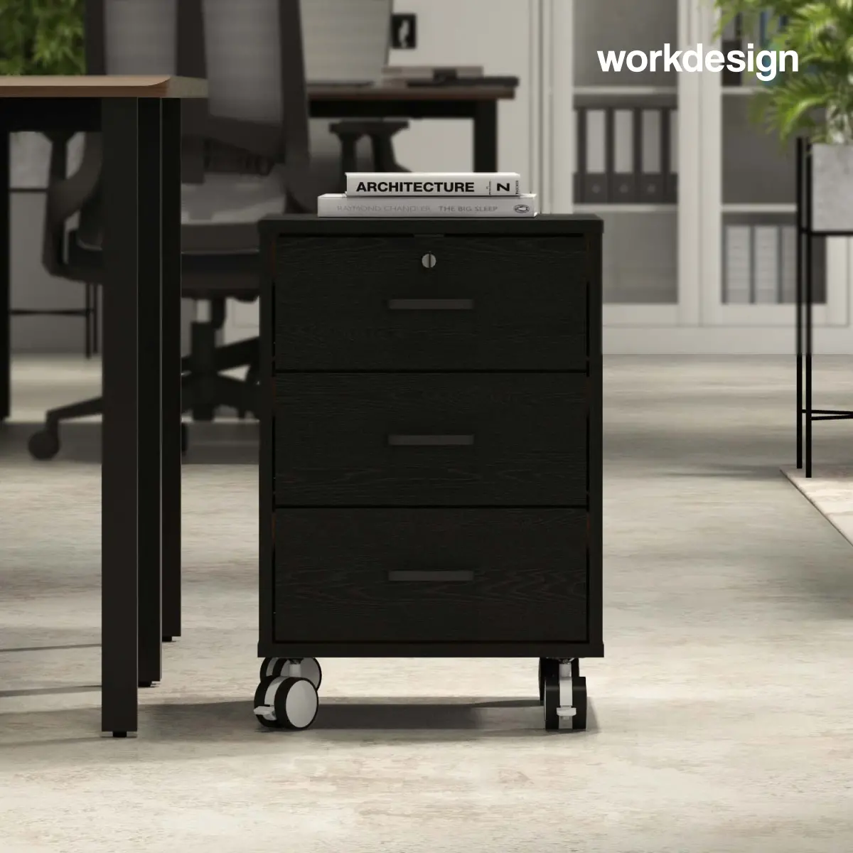 WORKDESIGN CODA PD40 PEDESTAL / LEMARI LACI / LEMARI ARSIP KANTOR warna BLACK OAK - WORKDESIGN - foto 2