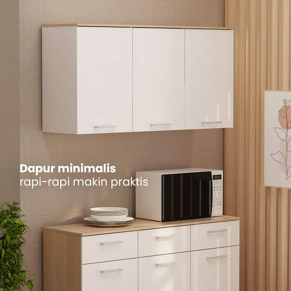 PIRA METROPOLIS OX - ARUNA KC WU120 RAK DAPUR / RAK GANTUNG DAPUR / KITCHEN SET ATAS 3 PINTU warna WHITE - PRO OAK - PIRA METROPOLIS OX - foto 2