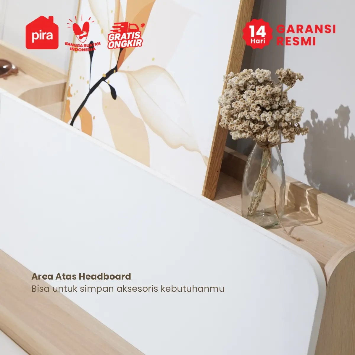 PIRA -  LEAN HB120 SANDARAN KASUR / BED HEADBOARD warna PRO OAK - WHITE - PIRA - foto 8