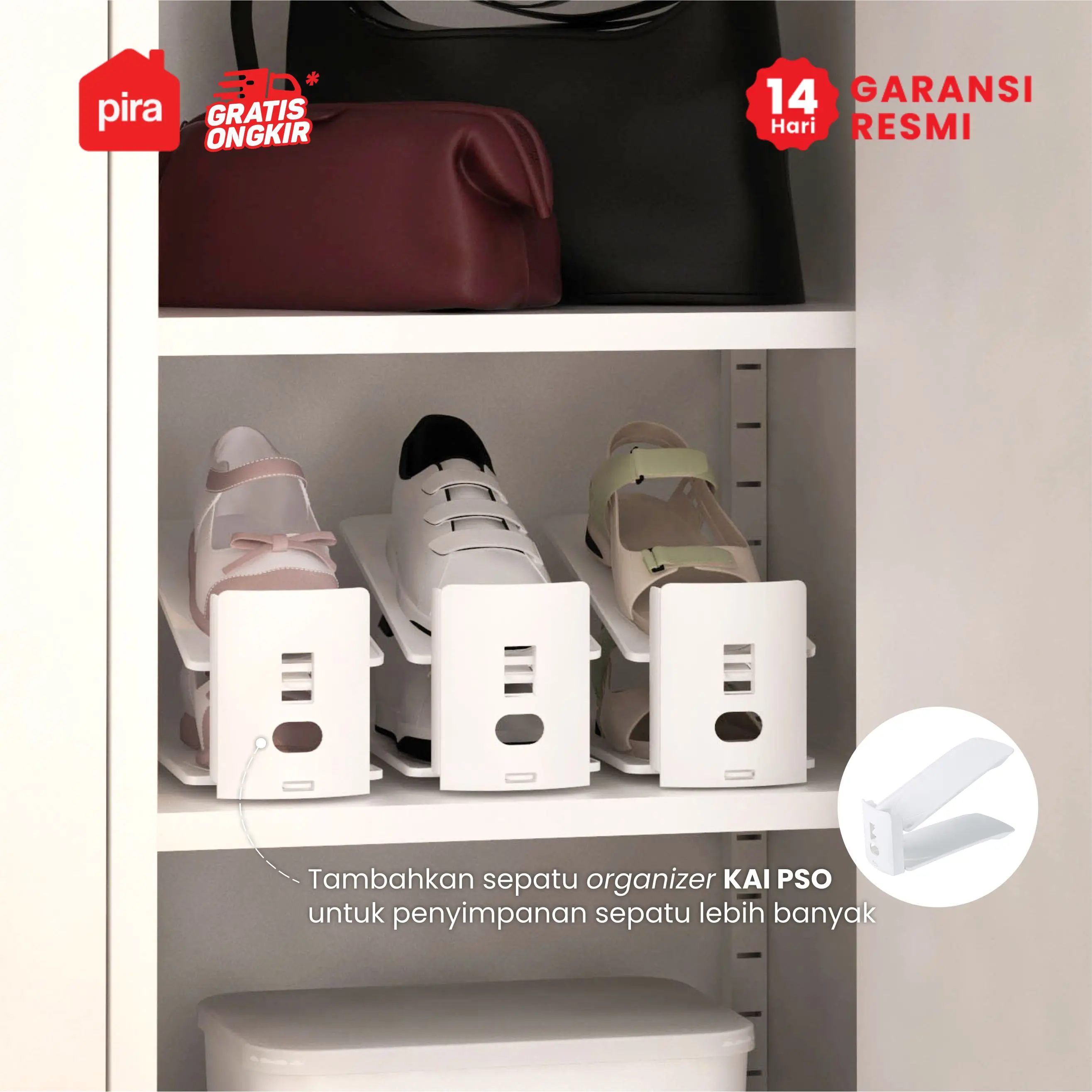 PIRA - BOLT MSR DR P RAK SEPATU BESI / LEMARI SEPATU / RAK BESI SERBAGUNA warna WHITE - PIRA - foto 10