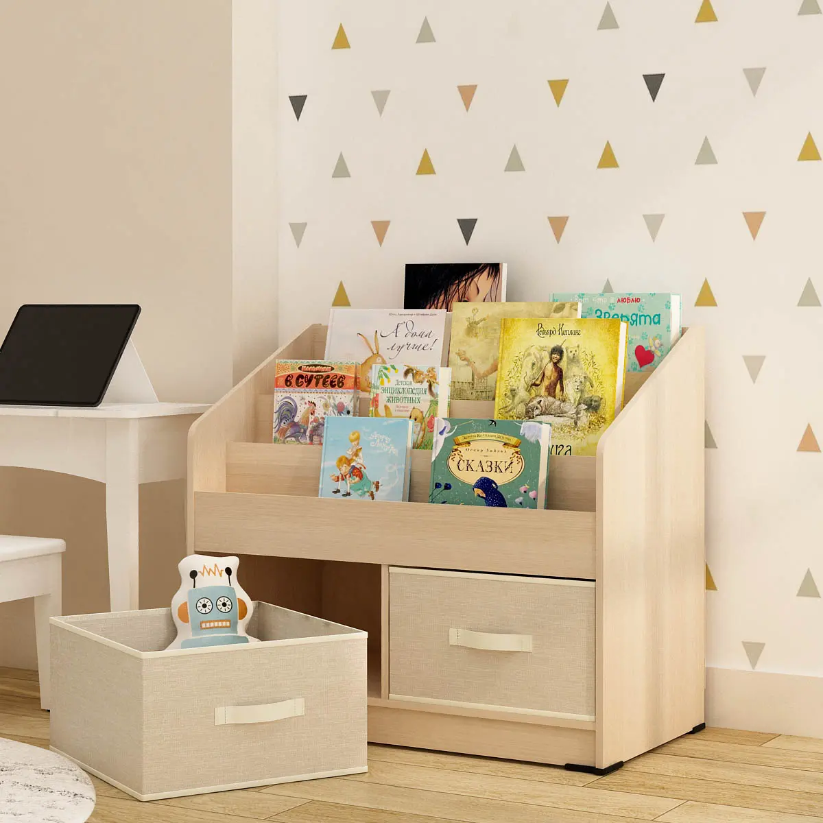 PIRA KIDS - CASAMI SU RAK BUKU ANAK DENGAN LACI PENYIMPANAN warna PRO OAK - PIRA KIDS - foto 4