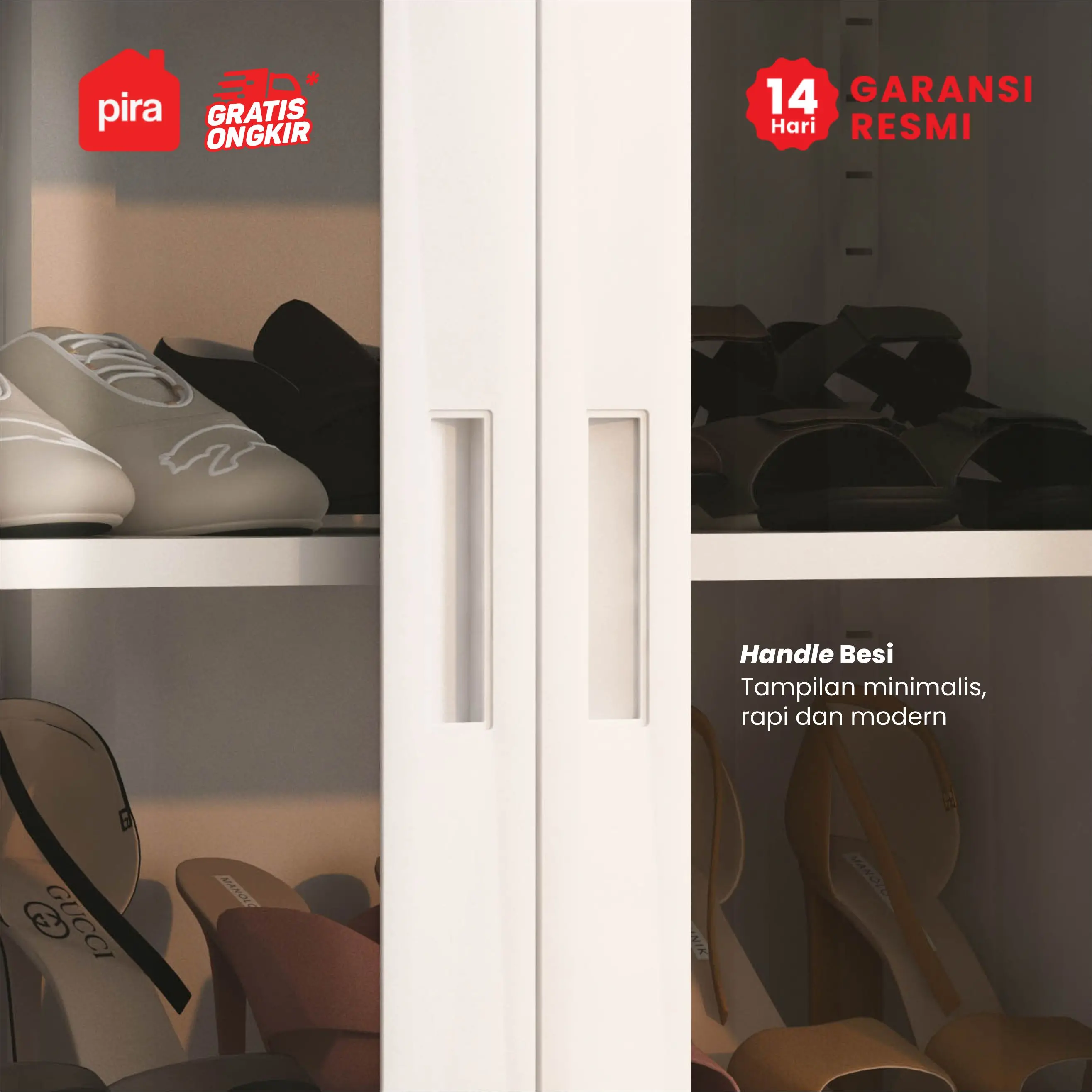 PIRA - BOLT MSR DR P RAK SEPATU BESI / LEMARI SEPATU / RAK BESI SERBAGUNA warna WHITE - PIRA - foto 7