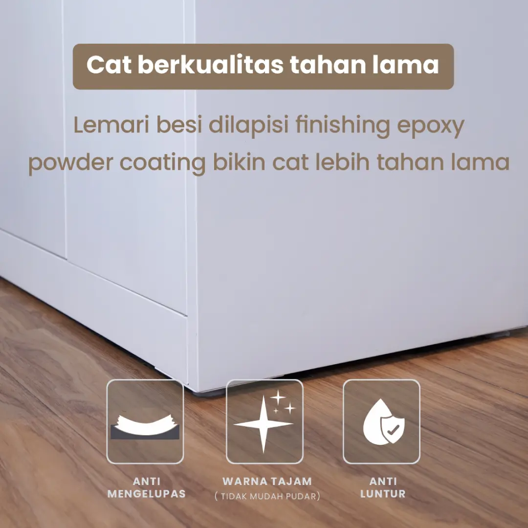 PIRA - SAXON 160 SSL MWD LEMARI PAKAIAN BESI SLIDING / PINTU GESER warna WHITE - PIRA - foto 4