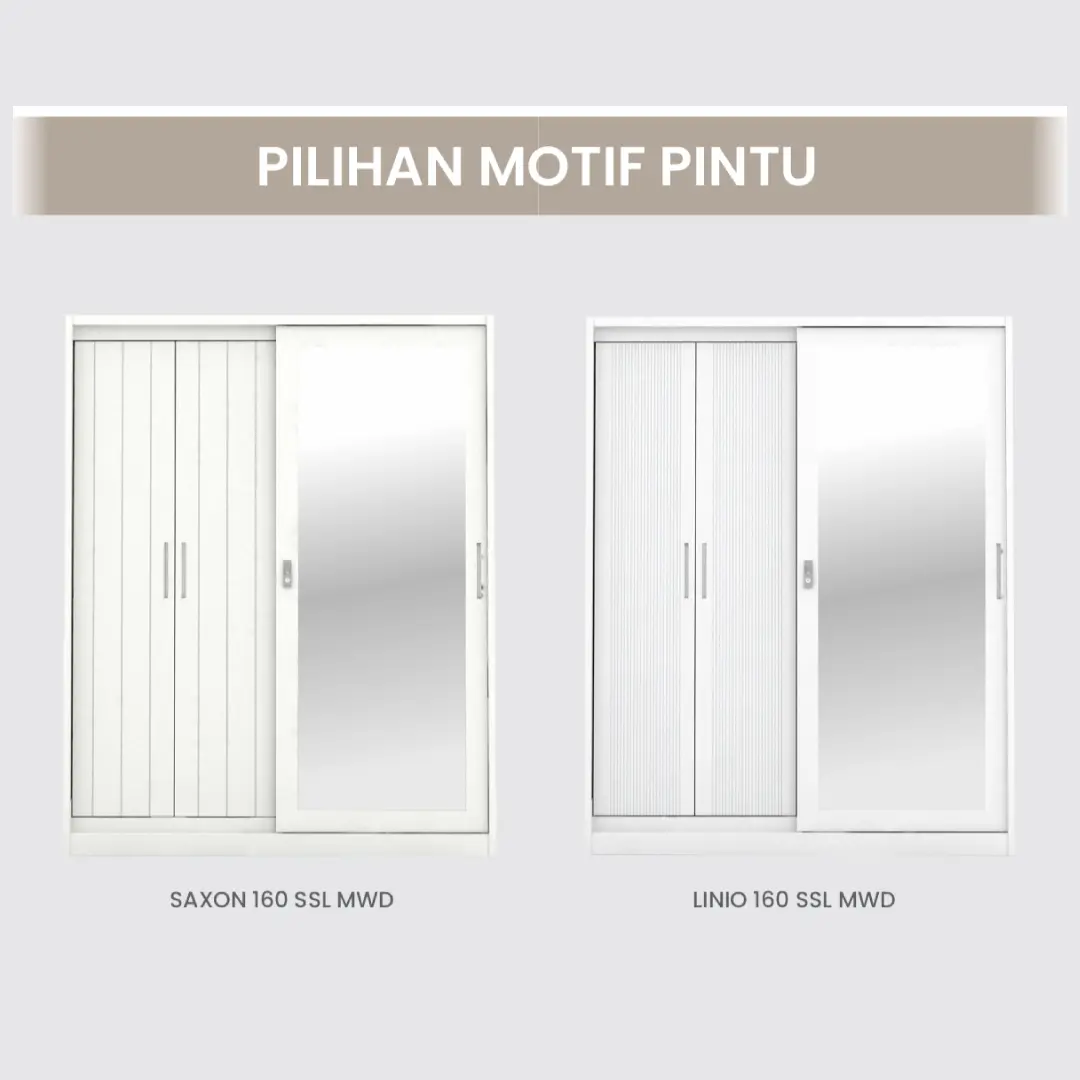 PIRA - SAXON 160 SSL MWD LEMARI PAKAIAN BESI SLIDING / PINTU GESER warna WHITE - PIRA - foto 13