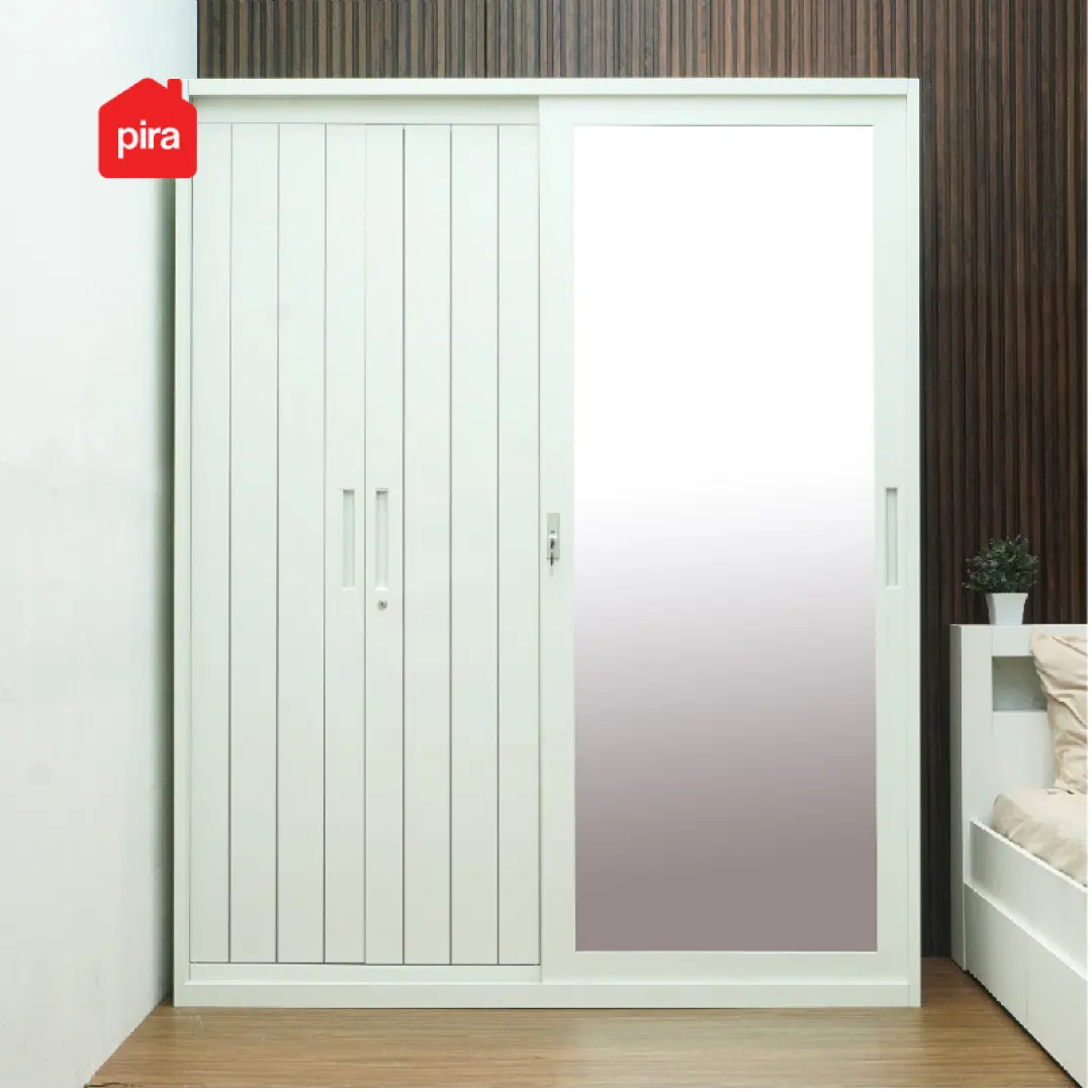 PIRA - SAXON 160 SSL MWD LEMARI PAKAIAN BESI SLIDING / PINTU GESER warna WHITE - PIRA - foto 23