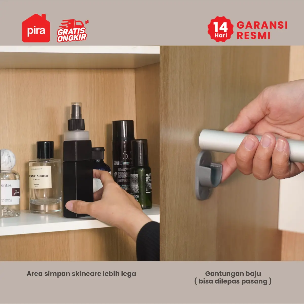 PIRA METROPOLIS OX - ARUNA AVA WDD 3 LEMARI PAKAIAN 3 PINTU DENGAN KACA RIAS warna WHITE - PIRA METROPOLIS OX - foto 6