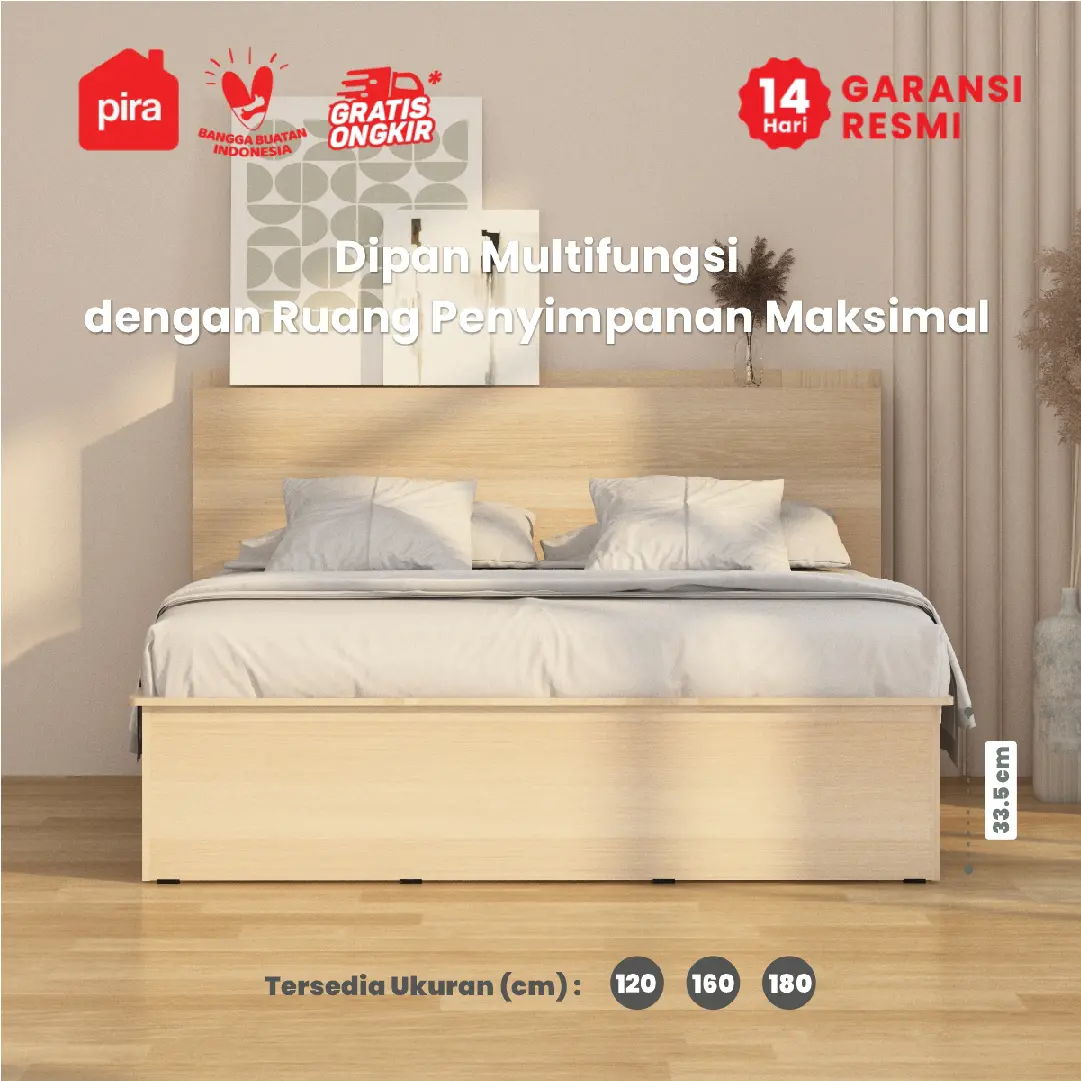 PIRA - MORGAN BD 160 DIPAN / RANJANG / TEMPAT TIDUR DENGAN LACI PENYIMPANAN warna PRO OAK - PIRA - foto 2