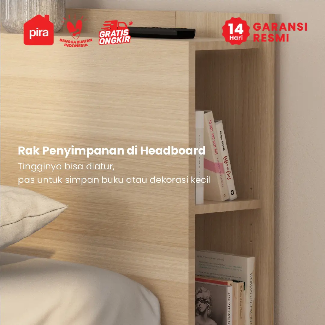 PIRA - MORGAN BD 160 DIPAN / RANJANG / TEMPAT TIDUR DENGAN LACI PENYIMPANAN warna PRO OAK - PIRA - foto 7