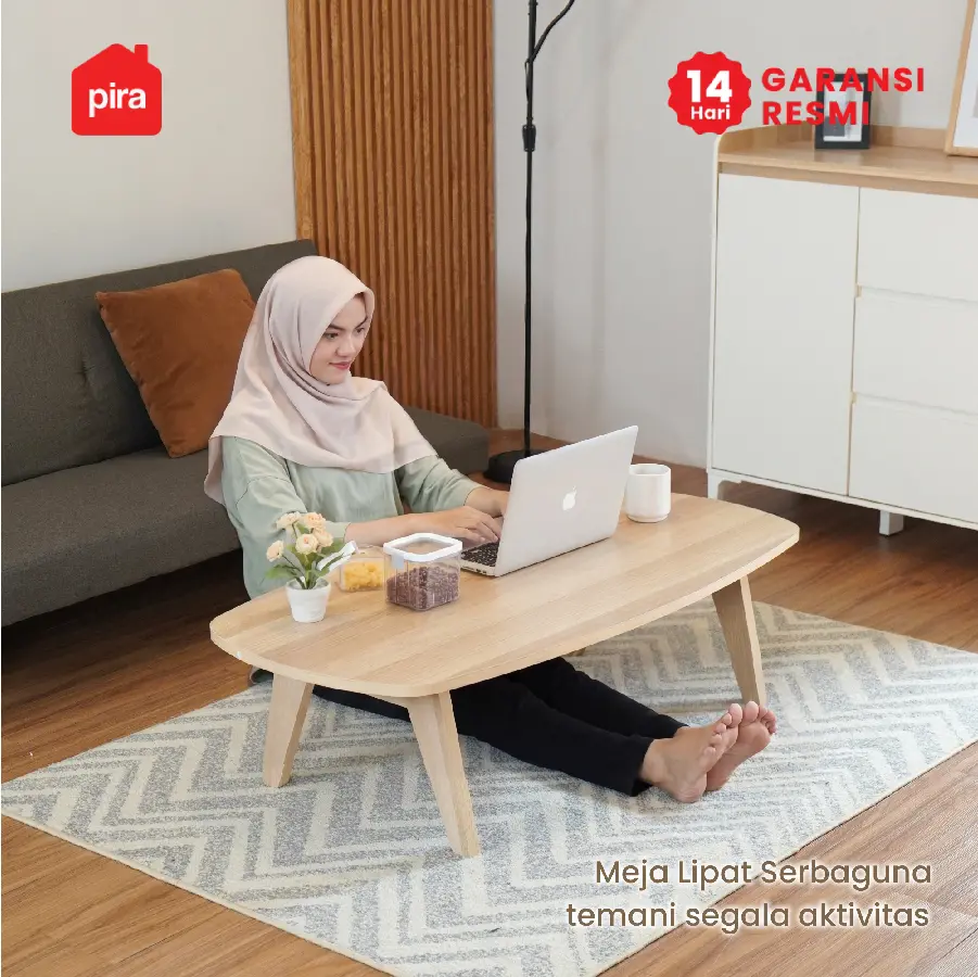 PIRA - NABE CT120 MEJA TAMU / MEJA MAKAN LIPAT LESEHAN / MEJA BELAJAR LIPAT LESEHAN warna PRO OAK - PIRA - foto 3