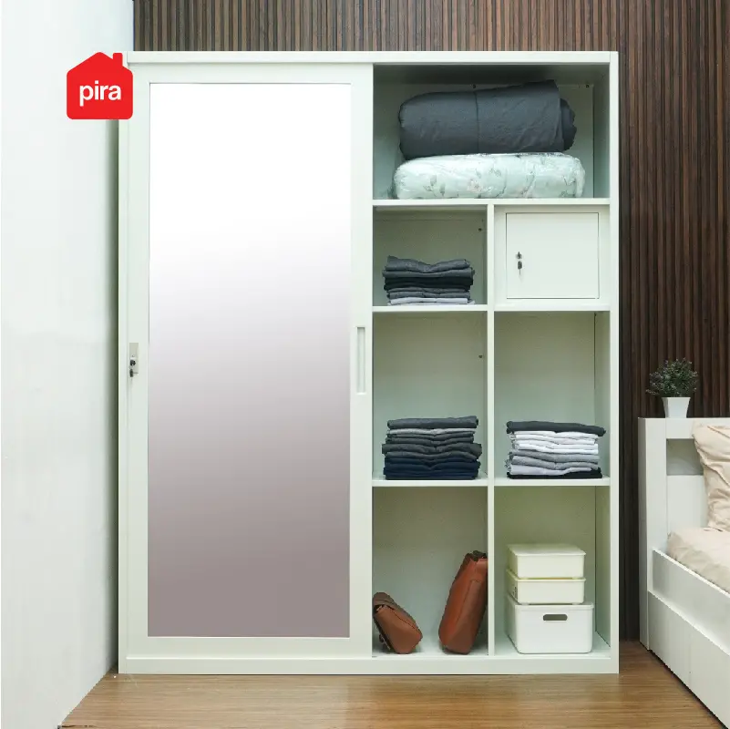 PIRA - SAXON 160 SSL MWD LEMARI PAKAIAN BESI SLIDING / PINTU GESER warna WHITE - PIRA - foto 16
