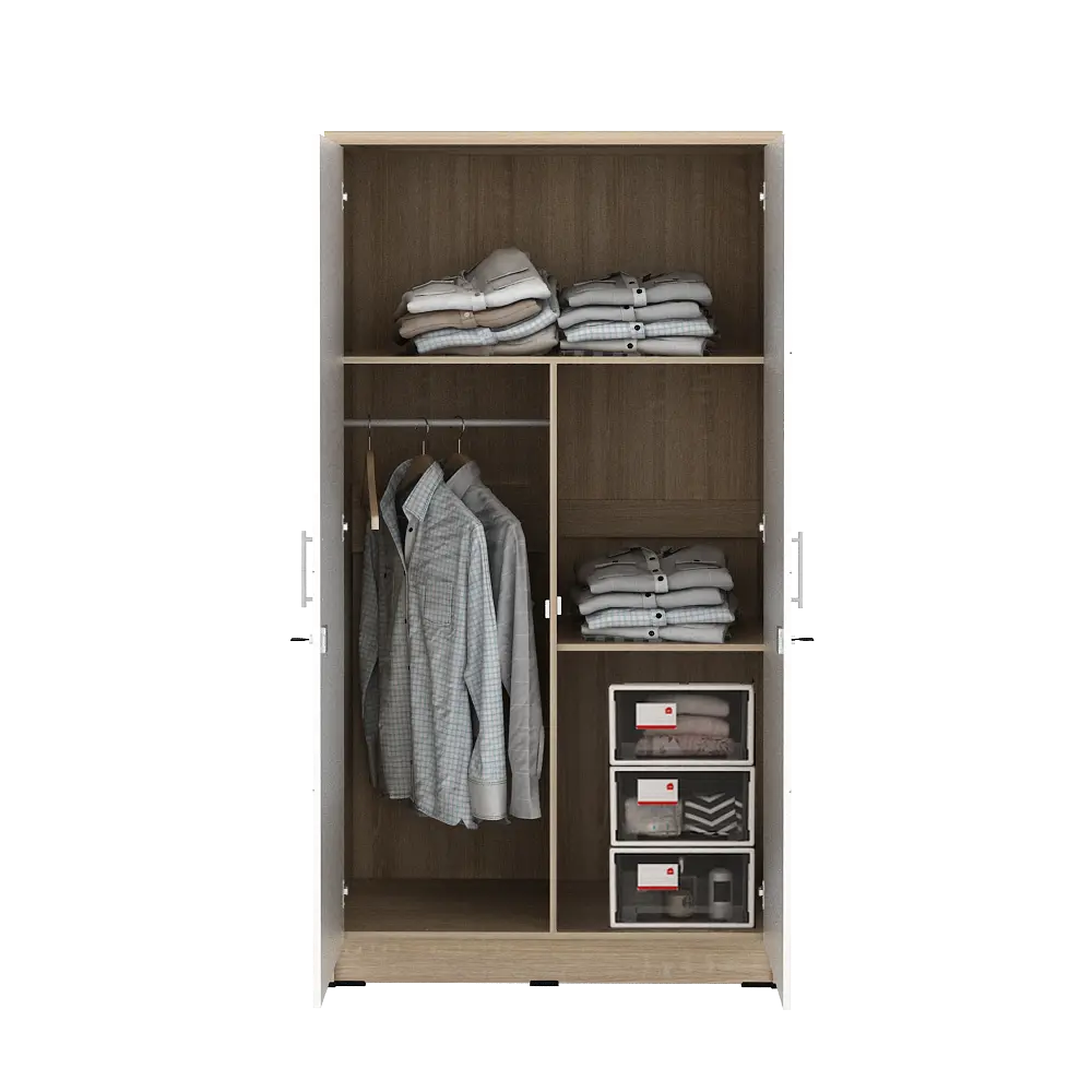 PIRA METROPOLIS - ALBA 2PM LT LEMARI PAKAIAN MEDIUM 2 PINTU warna SONOMA OAK - WHITE - WHITE - METROPOLIS - foto 6