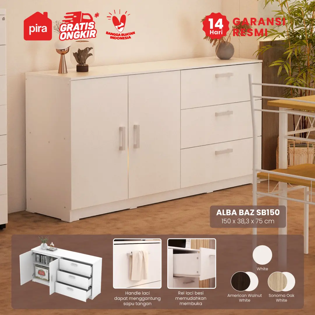 PIRA METROPOLIS - ALBA BAZ SB 150 BUFET warna WHITE - METROPOLIS - foto 1