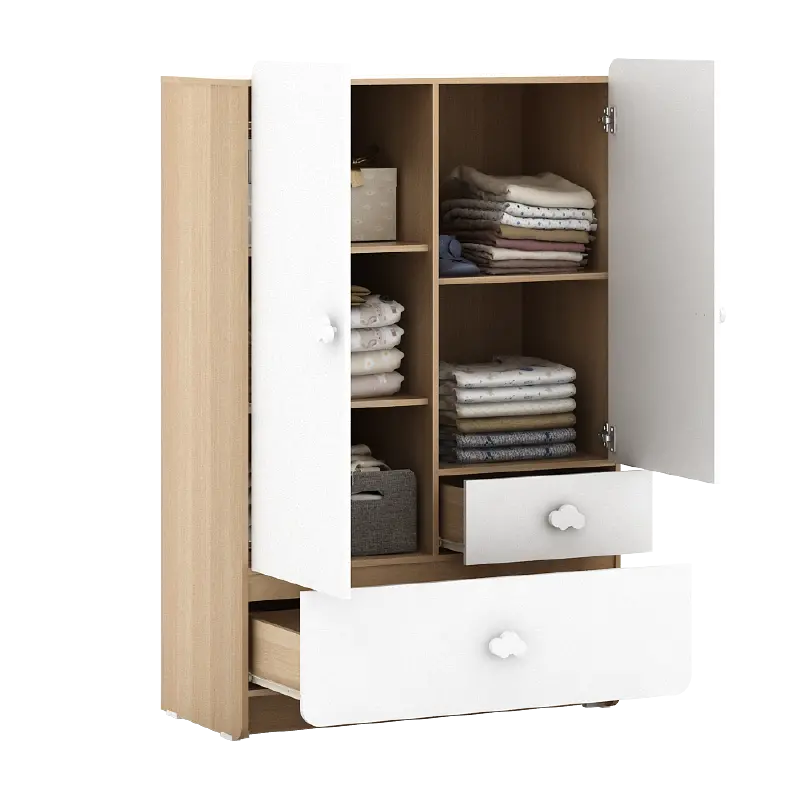 PIRA KIDS - WOODY BL80 CL LEMARI PAKAIAN ANAK 2 PINTU FULL RAK warna PRO OAK - WHITE SM - PIRA KIDS - foto 4