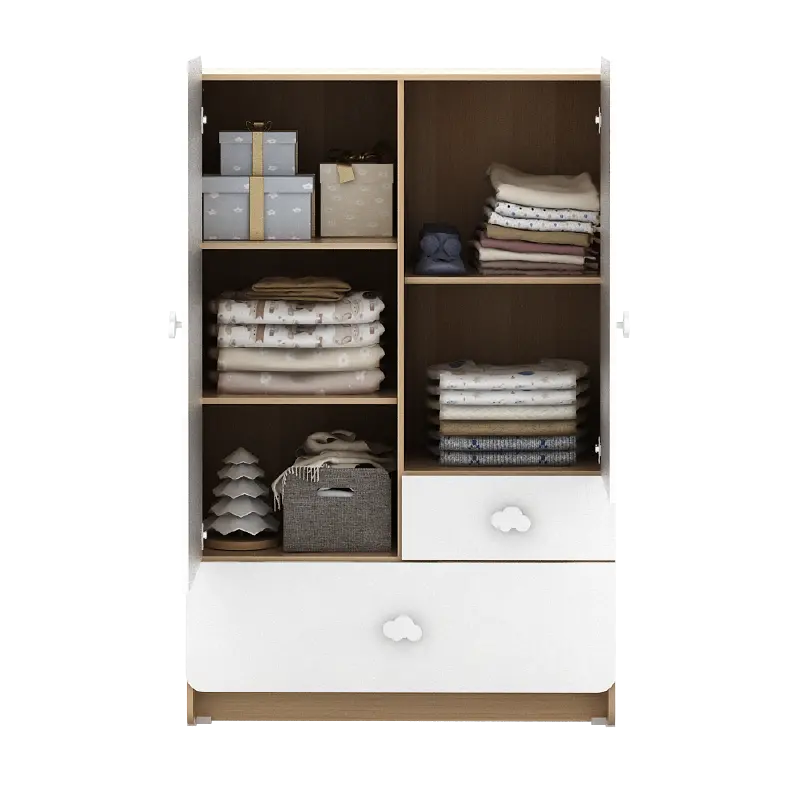 PIRA KIDS - WOODY BL80 CL LEMARI PAKAIAN ANAK 2 PINTU FULL RAK warna PRO OAK - WHITE SM - PIRA KIDS - foto 5
