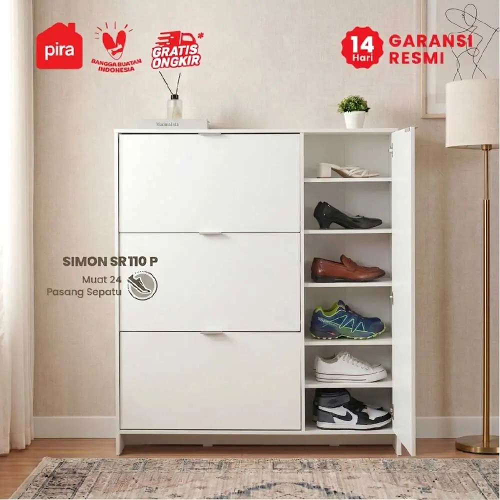 PIRA METROPOLIS - SIMON SR110P RAK SEPATU / LEMARI SEPATU TERTUTUP warna WHITE - PIRA METROPOLIS - foto 5