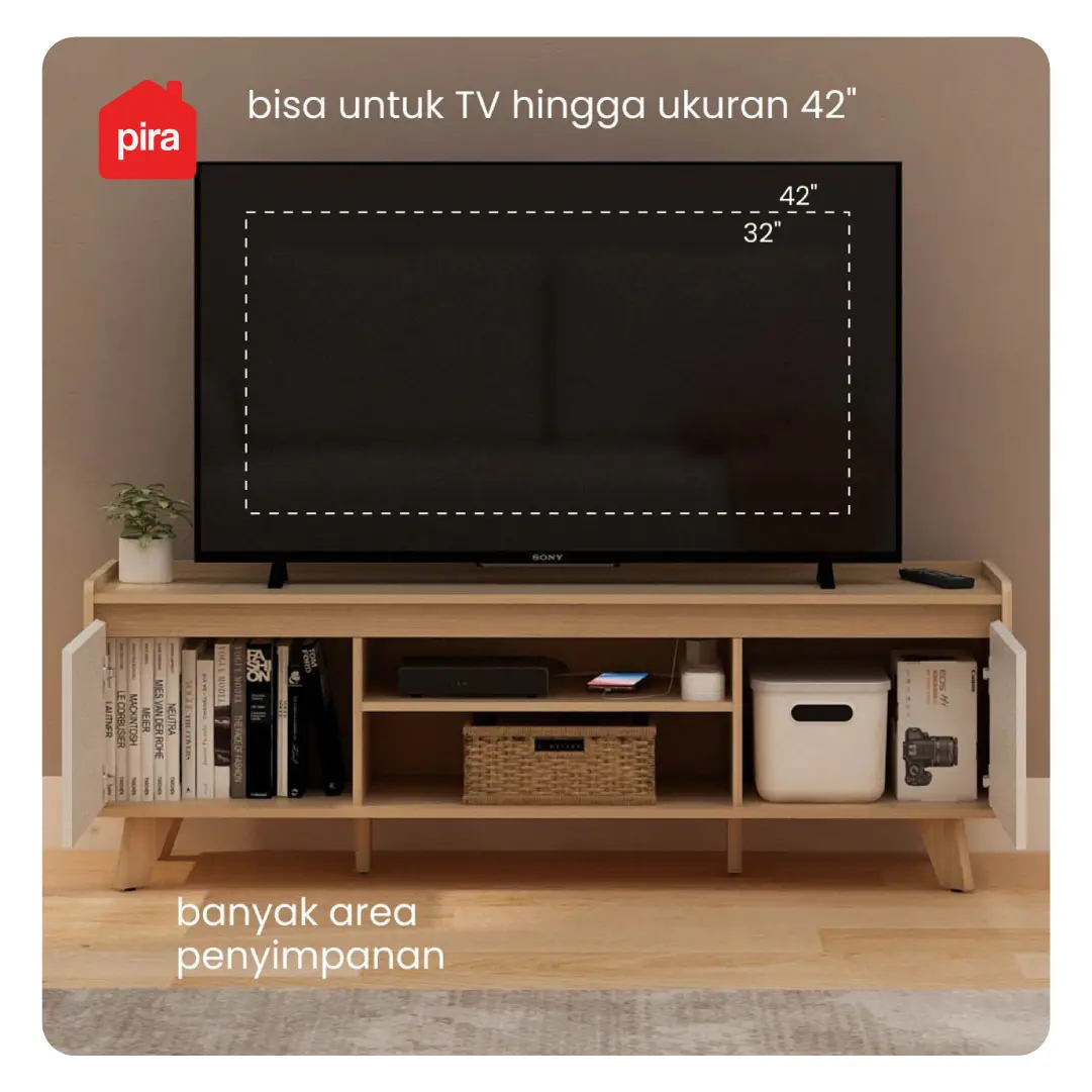 PIRA METROPOLIS OX - HARPER TV120 MEJA TV / RAK TV warna PRO OAK - WHITE - PIRA METROPOLIS OX - foto 4