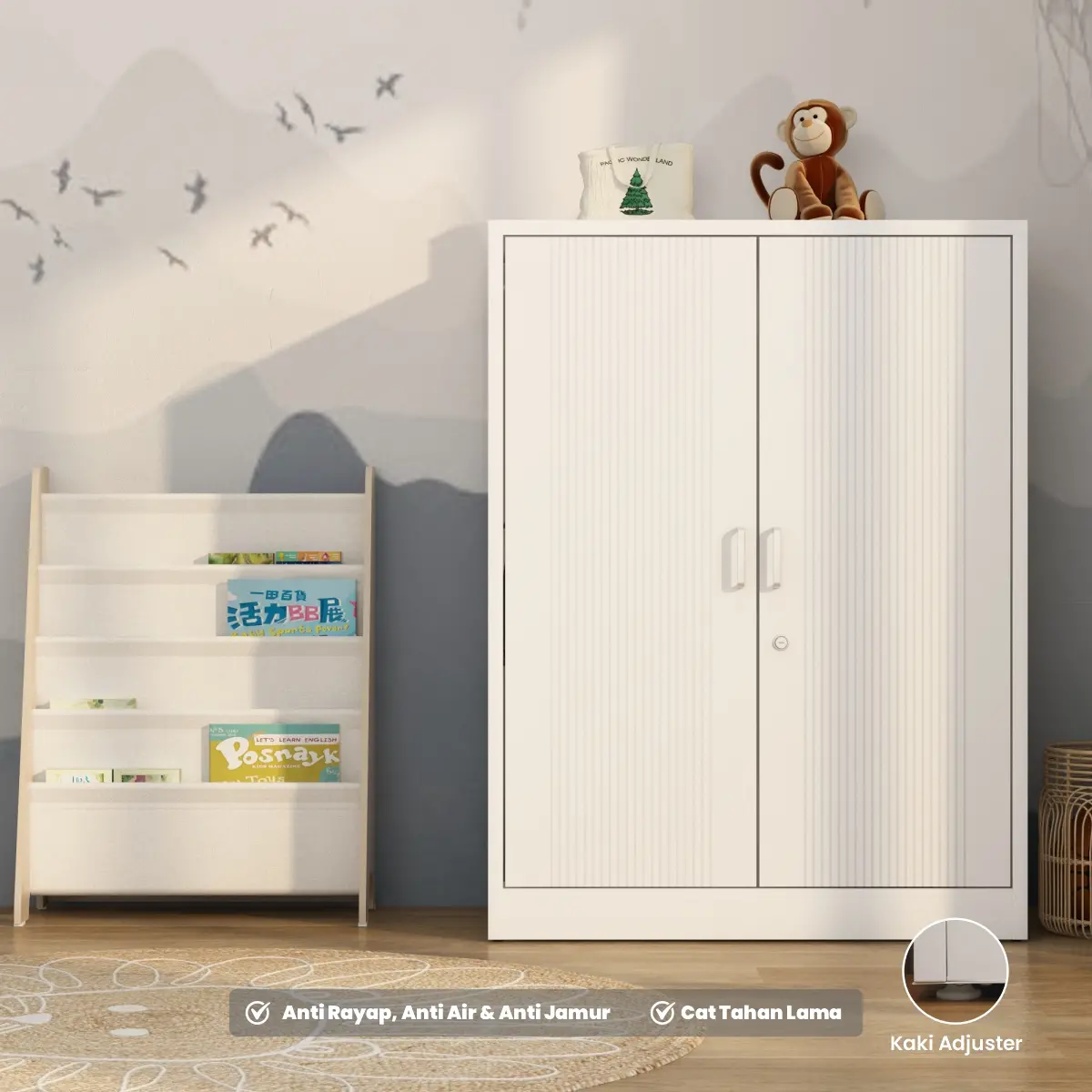 PIRA - LINIO 2BL MWD LEMARI PAKAIAN BESI 2 PINTU / LEMARI PAKAIAN ANAK warna WHITE - PIRA - foto 4