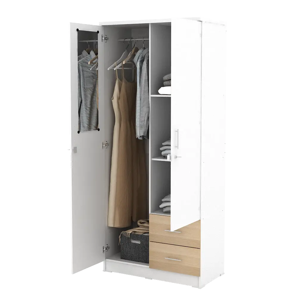 PIRA METROPOLIS - ALANA 2PL LEMARI PAKAIAN 2 PINTU warna WHITE - PRO OAK - PIRA METROPOLIS OX - foto 5