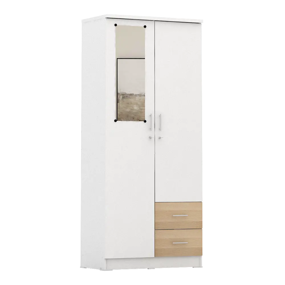 PIRA METROPOLIS - ALANA 2PL LEMARI PAKAIAN 2 PINTU warna WHITE - PRO OAK - PIRA METROPOLIS OX - foto 6