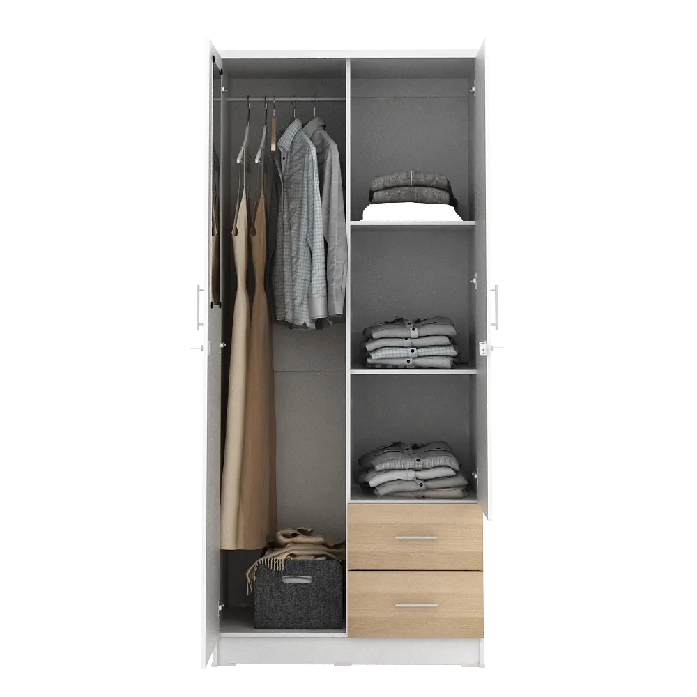 PIRA METROPOLIS - ALANA 2PL LEMARI PAKAIAN 2 PINTU warna WHITE - PRO OAK - PIRA METROPOLIS OX - foto 7
