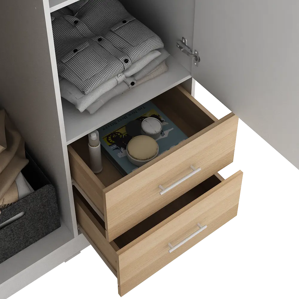 PIRA METROPOLIS - ALANA 2PL LEMARI PAKAIAN 2 PINTU warna WHITE - PRO OAK - PIRA METROPOLIS OX - foto 8