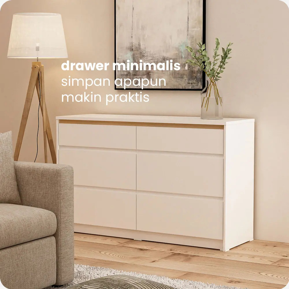 PIRA METROPOLIS OX -  HIRO CH3+3 LEMARI LACI 3+3 SUSUN / KABINET warna WHITE - PRO OAK - PIRA METROPOLIS OX - foto 10