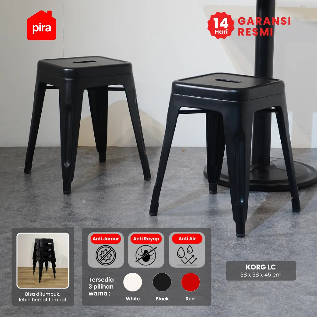 PIRA - KORG LC KURSI CAFE / KURSI BESI / KURSI MAKAN / KURSI OUTDOOR / BANGKU BESI warna BLACK - PIRA - foto 1