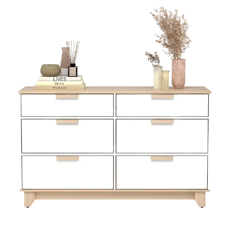 PIRA METROPOLIS -  BEN CH3+3 LEMARI LACI 3+3 SUSUN / KABINET warna PRO OAK - WHITE - PIRA METROPOLIS - foto 13