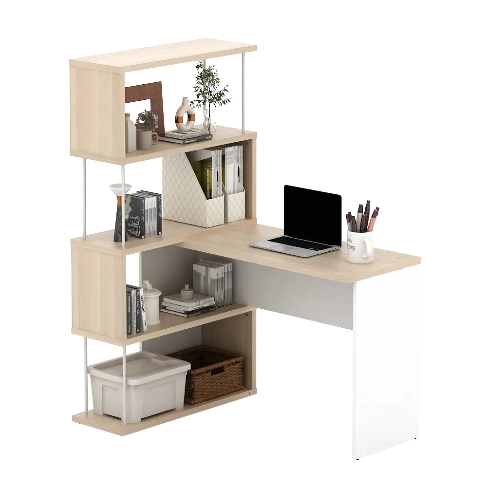 PIRA - ZACK DK 80 MEJA KERJA / MEJA BELAJAR DENGAN RAK BUKU warna PRO OAK - WHITE SM - PIRA - foto 12