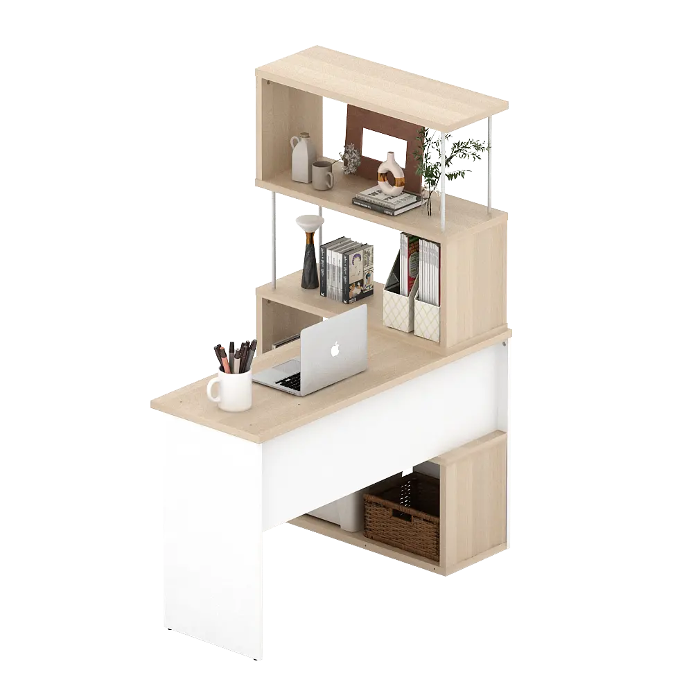 PIRA - ZACK DK 80 MEJA KERJA / MEJA BELAJAR DENGAN RAK BUKU warna PRO OAK - WHITE SM - PIRA - foto 11