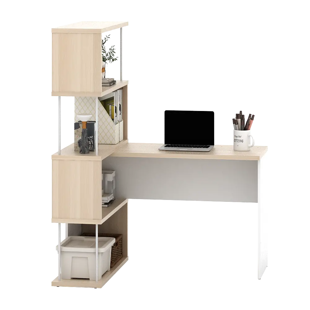 PIRA - ZACK DK 80 MEJA KERJA / MEJA BELAJAR DENGAN RAK BUKU warna PRO OAK - WHITE SM - PIRA - foto 13