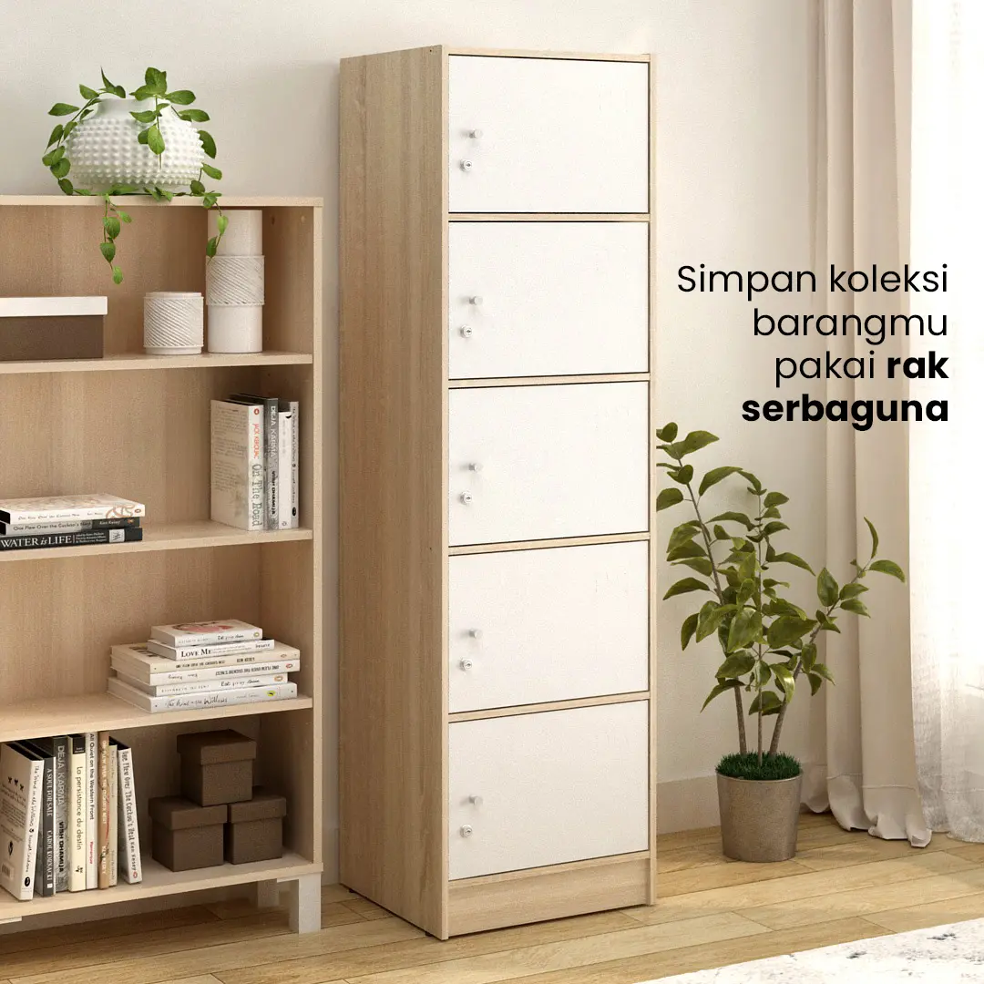 PIRA METROPOLIS - ALBA RSG 5 TS RAK SERBAGUNA / LEMARI SUSUN warna SONOMA OAK - WHITE - METROPOLIS - foto 2