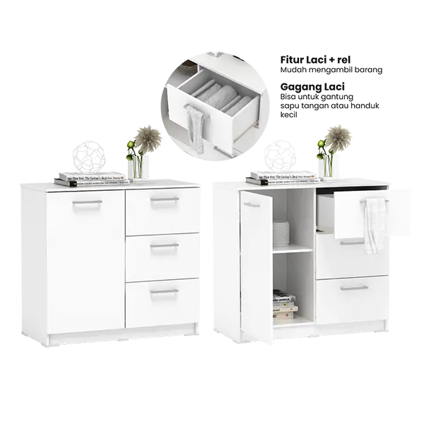 PIRA METROPOLIS OX -  ARUNA SB80 BUFET / RAK DAPUR / KITCHEN SET BAWAH DAPUR / LEMARI DAPUR warna WHITE - PIRA METROPOLIS OX - foto 7