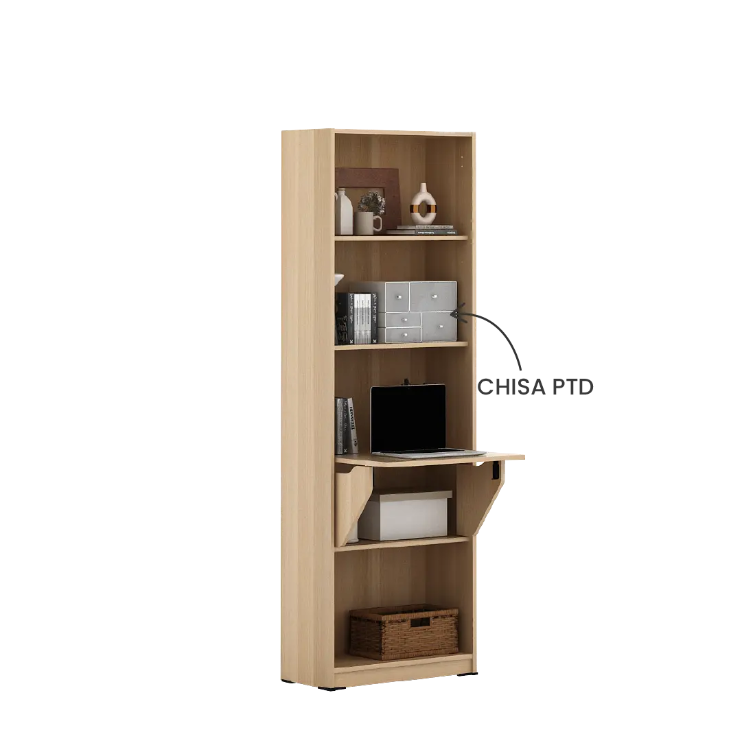 PIRA WORK - ROYCE DK60 MEJA BELAJAR / MEJA KERJA LIPAT / RAK BUKU warna PRO OAK - PIRA WORK - foto 9