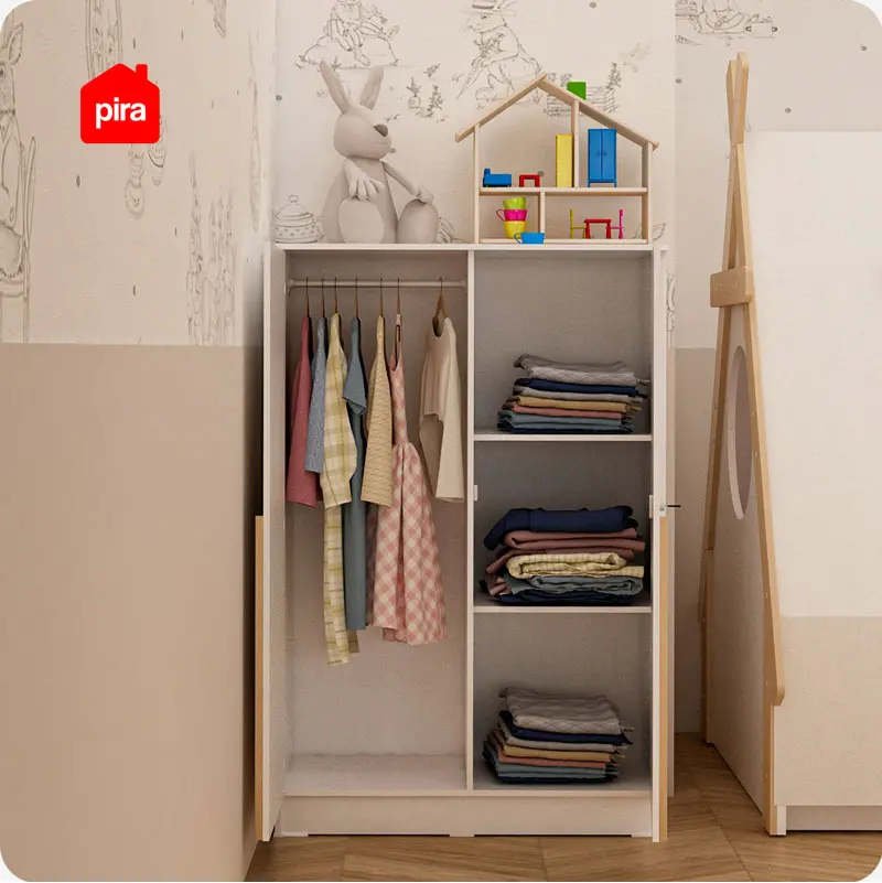 PIRA METROPOLIS -  YONA BL80 LEMARI PAKAIAN KECIL 2 PINTU warna WHITE - YELLOW OAK - PIRA METROPOLIS - foto 4