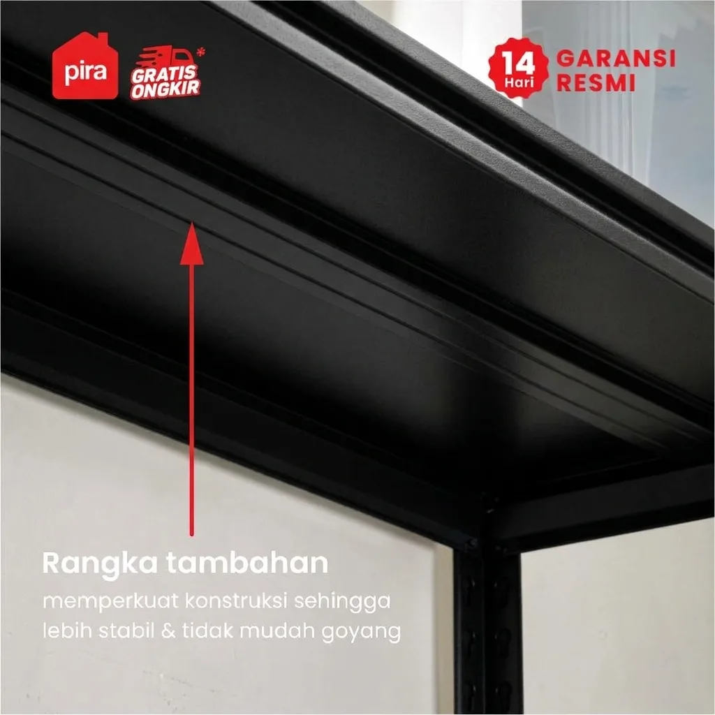 PIRA - HOGAN MSU 100X180 RAK BESI / RAK SUSUN SERBAGUNA / RAK SUSUN BESI / RAK PENYIMPANAN warna BLACK - PIRA - foto 2