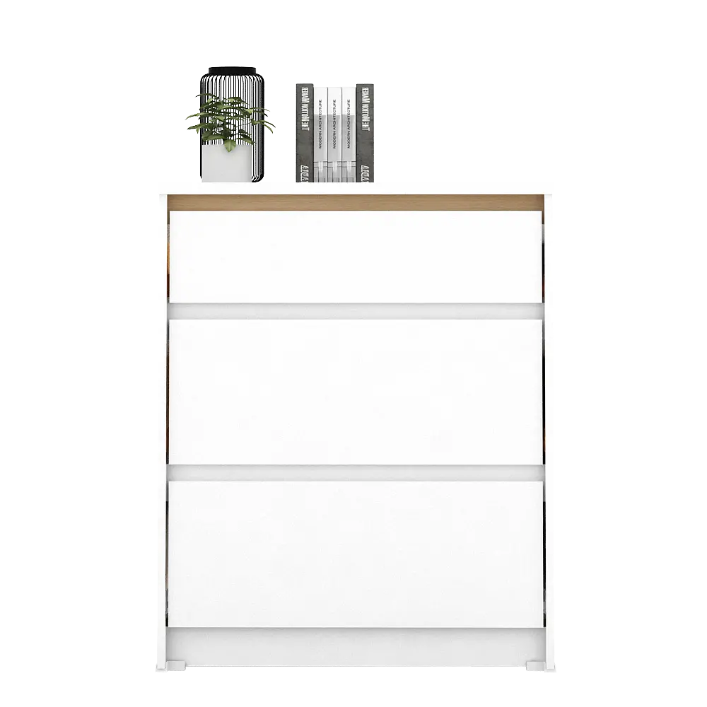 PIRA METROPOLIS OX -  HIRO CH3 LEMARI LACI 3 SUSUN warna WHITE - PRO OAK - PIRA METROPOLIS OX - foto 2