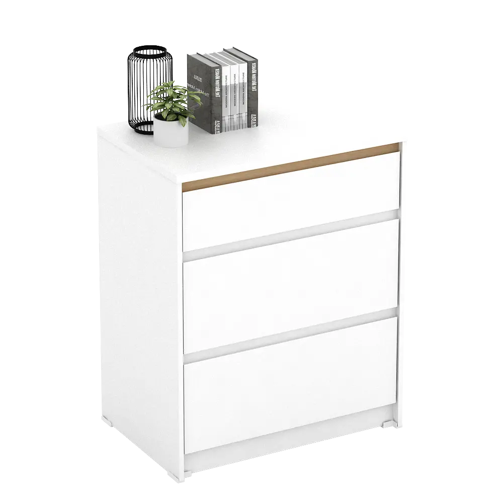 PIRA METROPOLIS OX -  HIRO CH3 LEMARI LACI 3 SUSUN warna WHITE - PRO OAK - PIRA METROPOLIS OX - foto 6