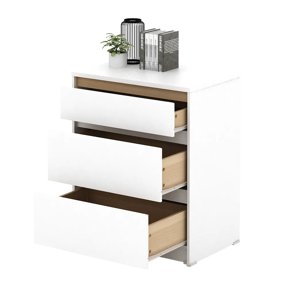 PIRA METROPOLIS OX -  HIRO CH3 LEMARI LACI 3 SUSUN warna WHITE - PRO OAK - PIRA METROPOLIS OX - foto 7