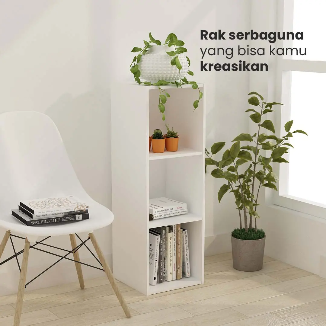 PIRA METROPOLIS - HAKO SU 3X1 RAK 3 SUSUN / RAK SUSUN SERBAGUNA / RAK BUKU warna WHITE - PIRA METROPOLIS - foto 2