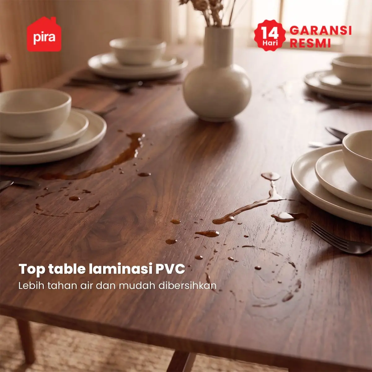 PIRA BAVARIAN - SIV DTS MEJA MAKAN SET DENGAN 4 KURSI warna DARK BROWN - BLACK - PIRA - foto 4
