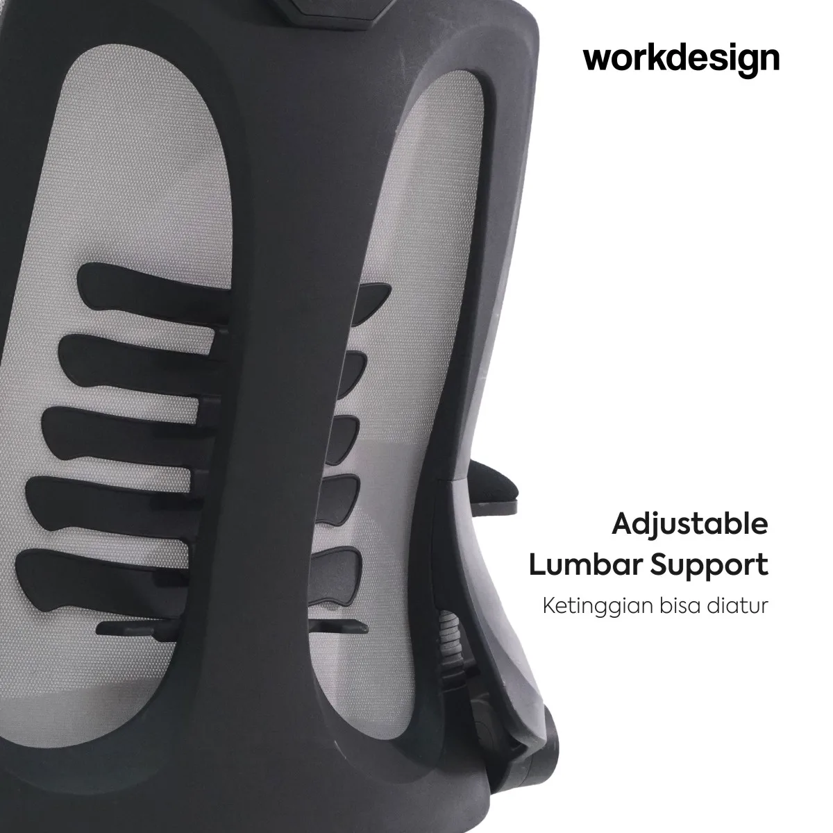 WORKDESIGN TANO PC KURSI KANTOR / KURSI KERJA ERGONOMIS DENGAN LUMBAR SUPPORT warna GREY - BLACK - WORKDESIGN - foto 5