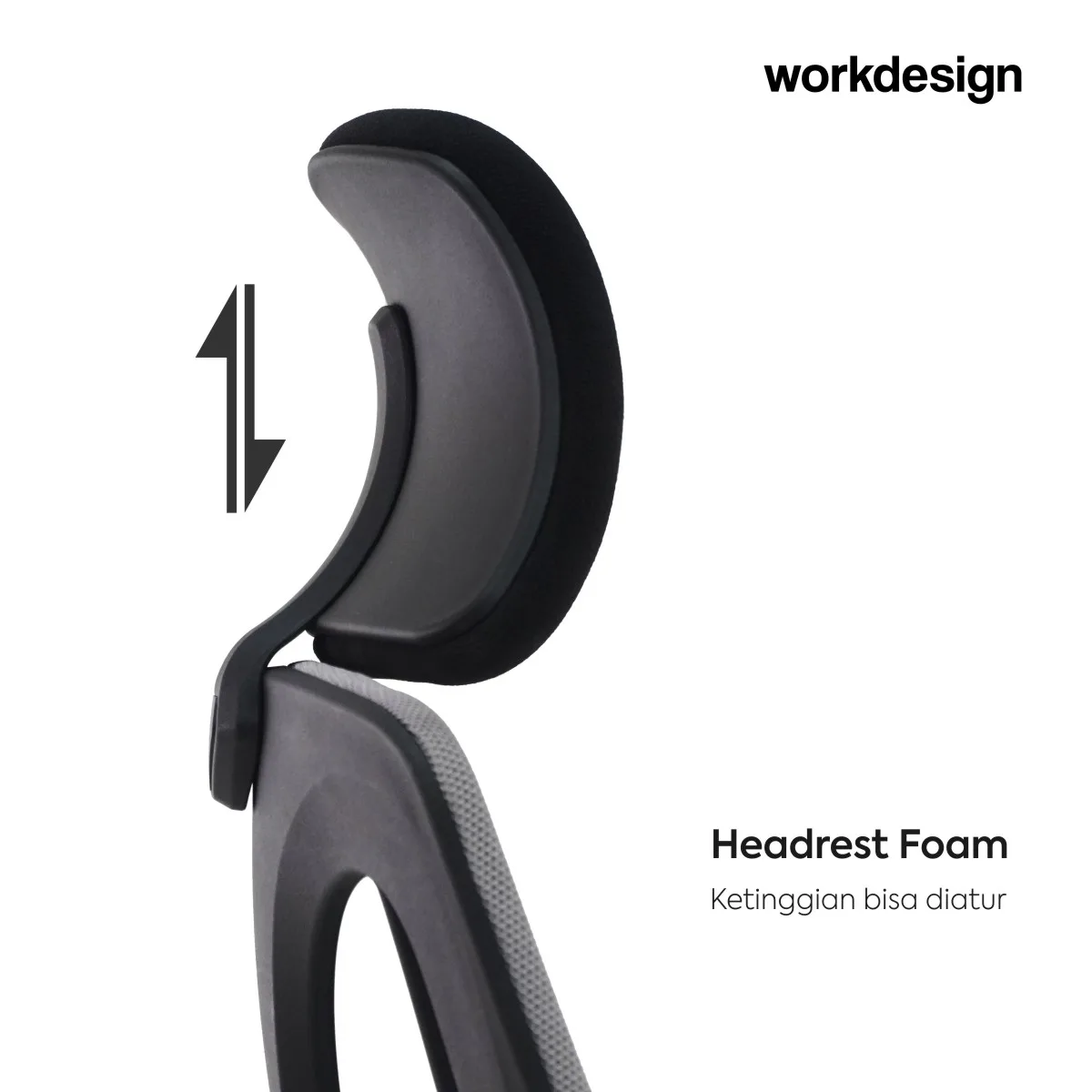 WORKDESIGN TANO PC KURSI KANTOR / KURSI KERJA ERGONOMIS DENGAN LUMBAR SUPPORT warna GREY - BLACK - WORKDESIGN - foto 6