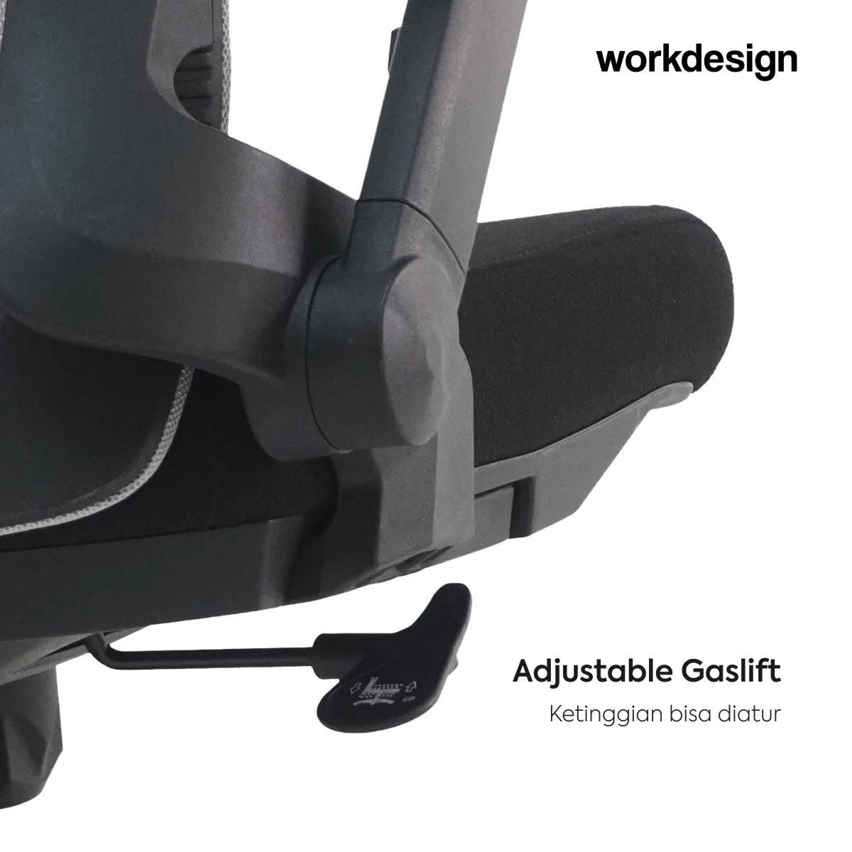 WORKDESIGN TANO PC KURSI KANTOR / KURSI KERJA ERGONOMIS DENGAN LUMBAR SUPPORT warna GREY - BLACK - WORKDESIGN - foto 8