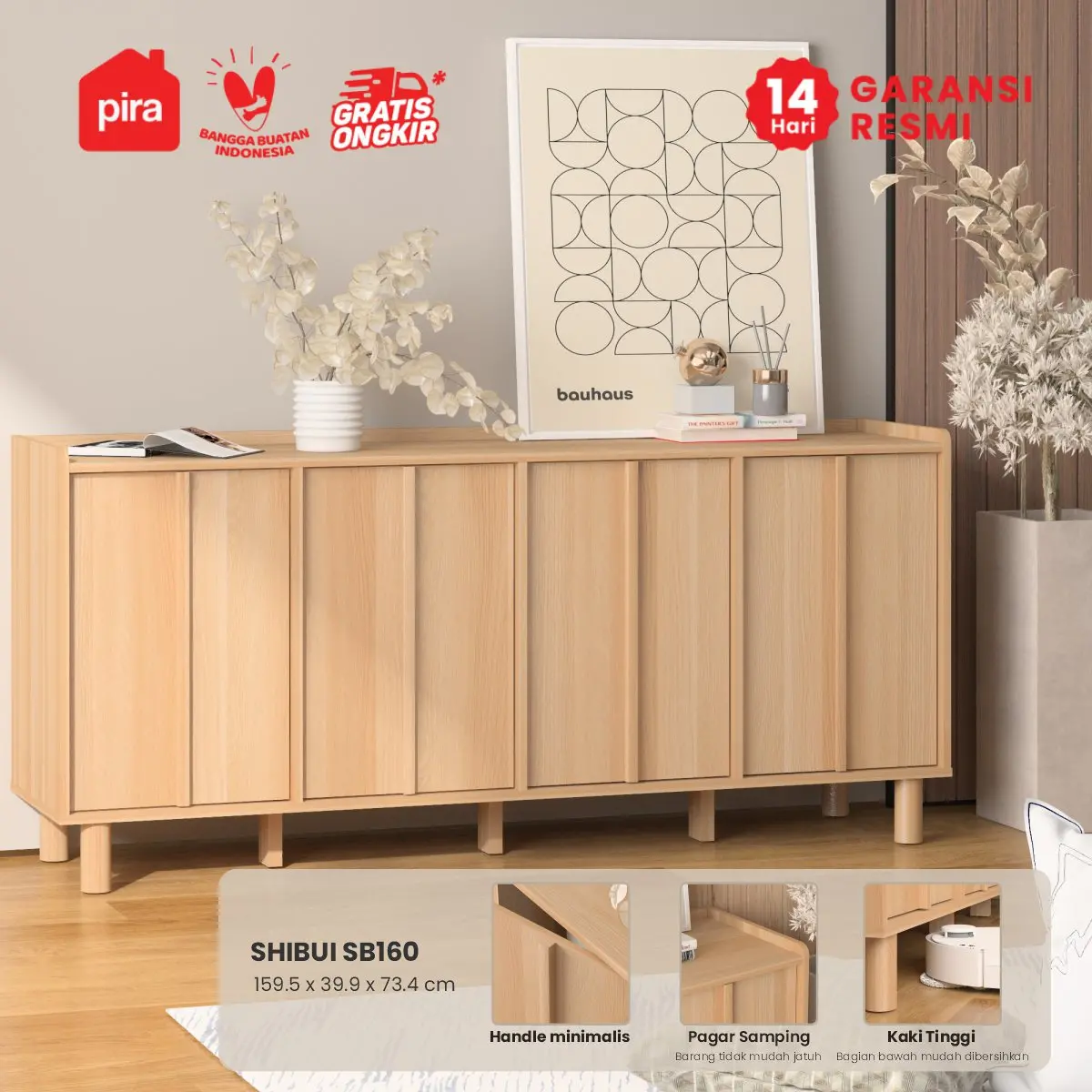 PIRA - SHIBUI SB160 BUFET / SIDEBOARD / LEMARI KABINET / MEJA TV warna PRO OAK - PIRA - foto 1