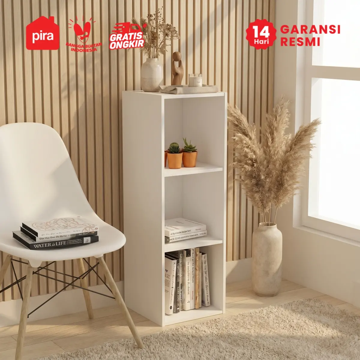 PIRA METROPOLIS - HAKO SU 3X1 RAK 3 SUSUN / RAK SUSUN SERBAGUNA / RAK BUKU warna WHITE - PIRA METROPOLIS - foto 1