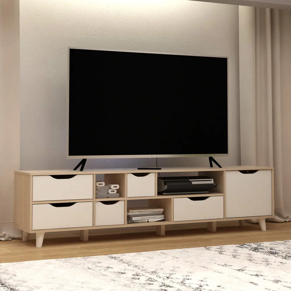 PIRA METROPOLIS OX -  FUJI TV150 MEJA TV / RAK TV MINIMALIS warna PRO OAK - WHITE - PIRA METROPOLIS OX - foto 6