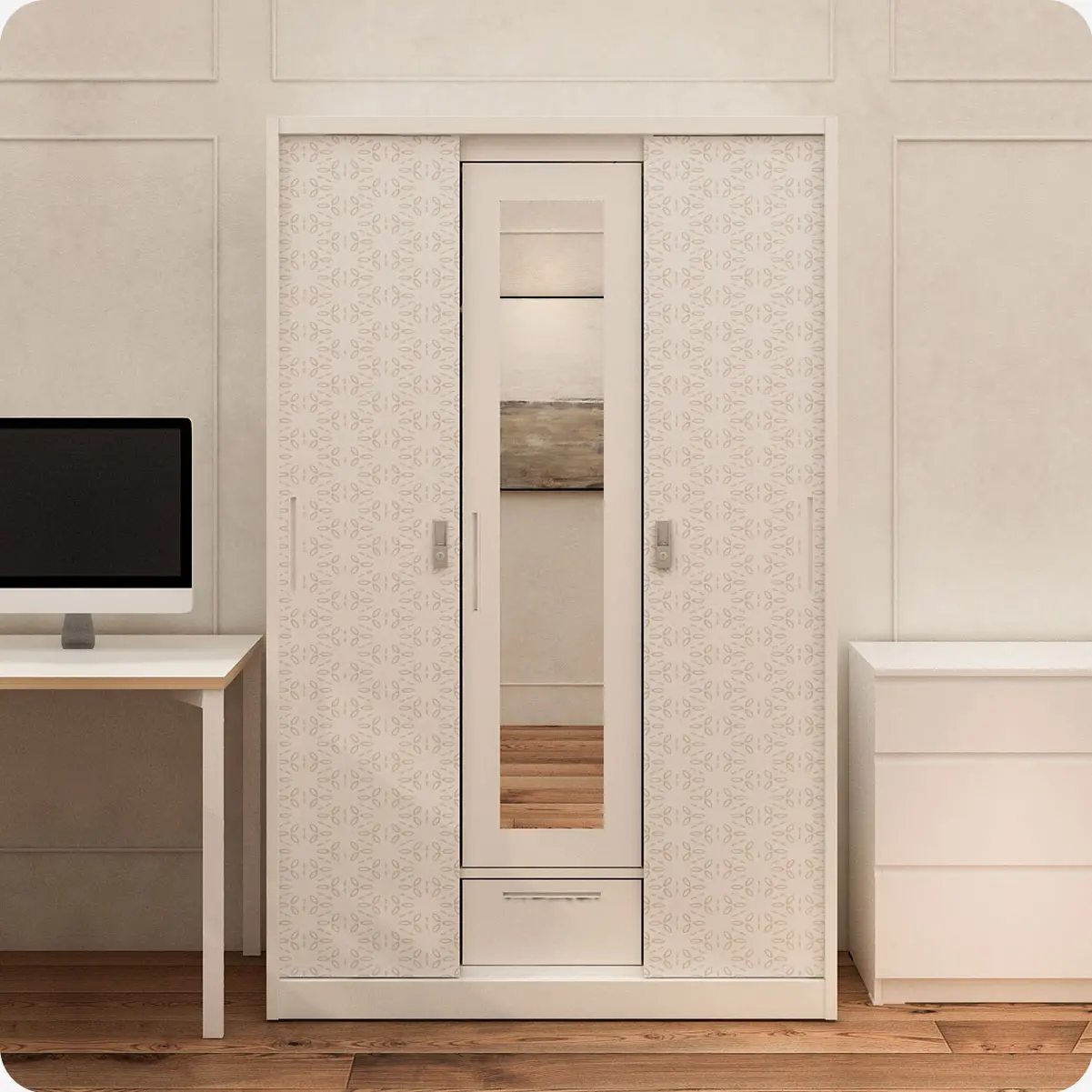PIRA METROPOLIS -  VILO 3SSL A MWD LEMARI PAKAIAN BESI 3 PINTU SLIDING / PINTU GESER warna WHITE - METROPOLIS - foto 1